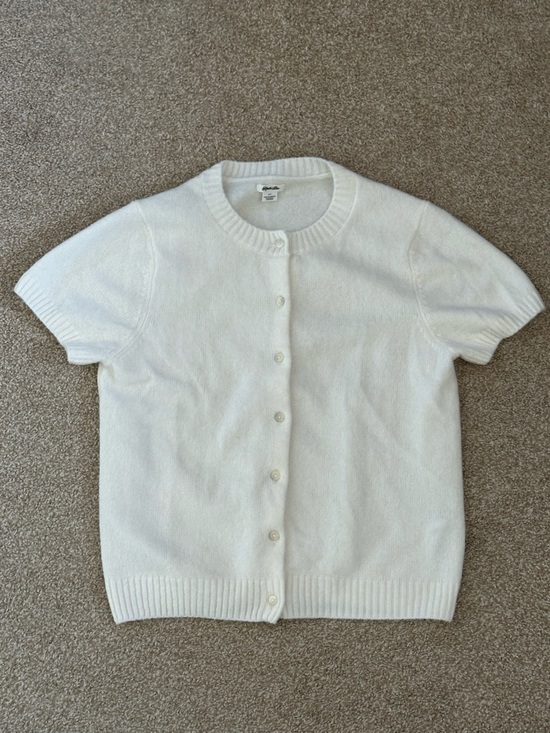 Kimchi Blue Sweaters - Kimchi Blue White Short-Sleeve Button Cardigan